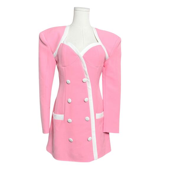 Maison Femalien NEW Bella Structured Mini Blazer Dress Size M Soft Blush Pink - Picture 2 of 8